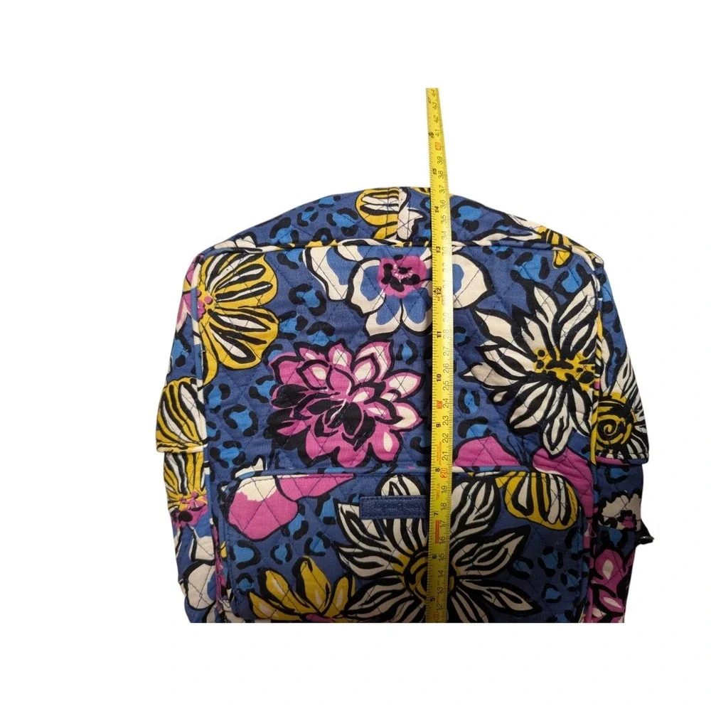 Vera Bradley Midnight‎ Blues Quilted Floral Backpack Pink Leopard Lining Navy